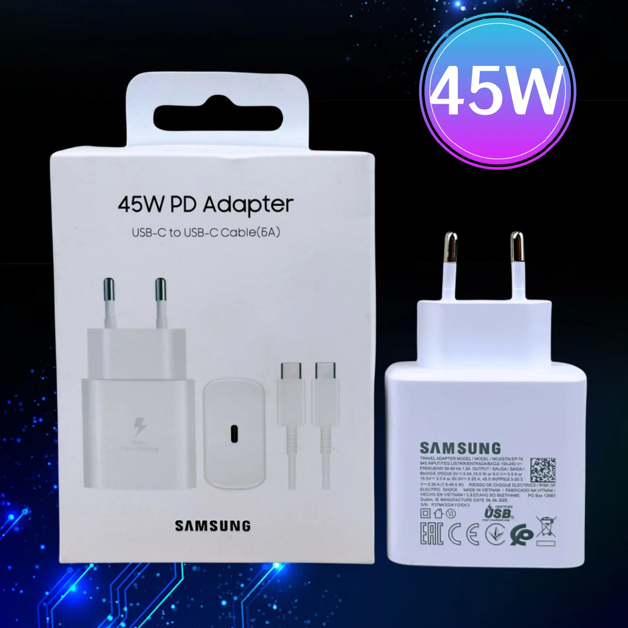 Samsung 45W PD Adapter – USB-C to USB-C Super Fast Charger