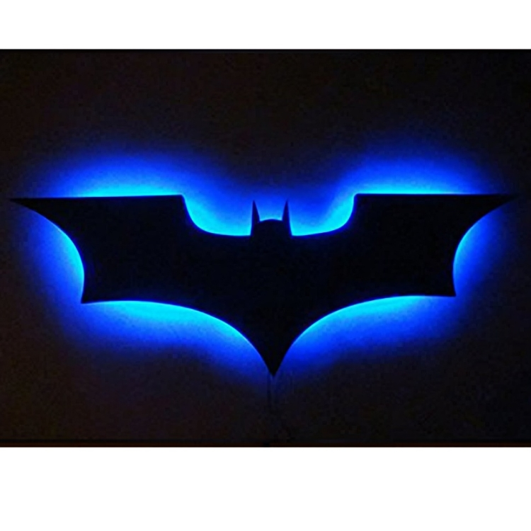 Bat Logo LED Wall Night Light – Red Glow Decorative Lamp for Room & Gaming Setup
