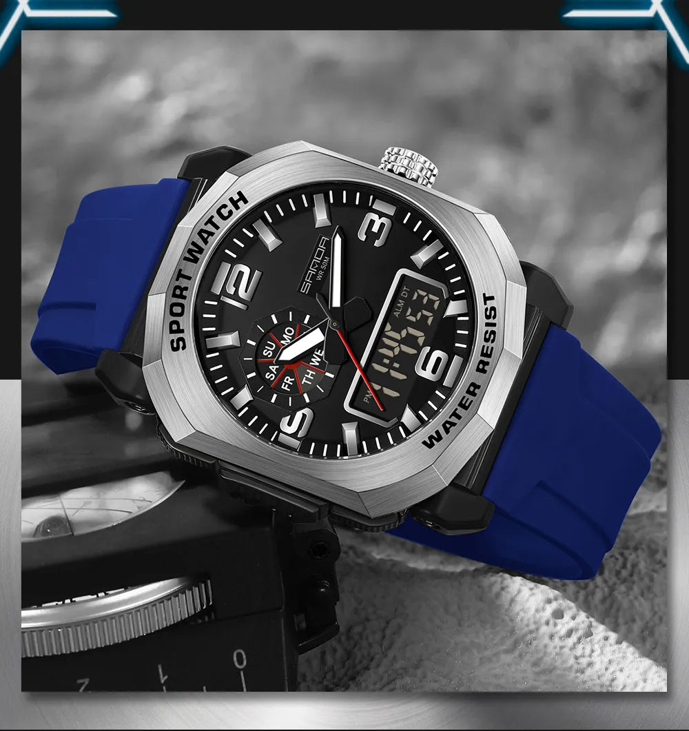 SANDA 3370 Men's Blue Sports Watch – Waterproof Military Style
