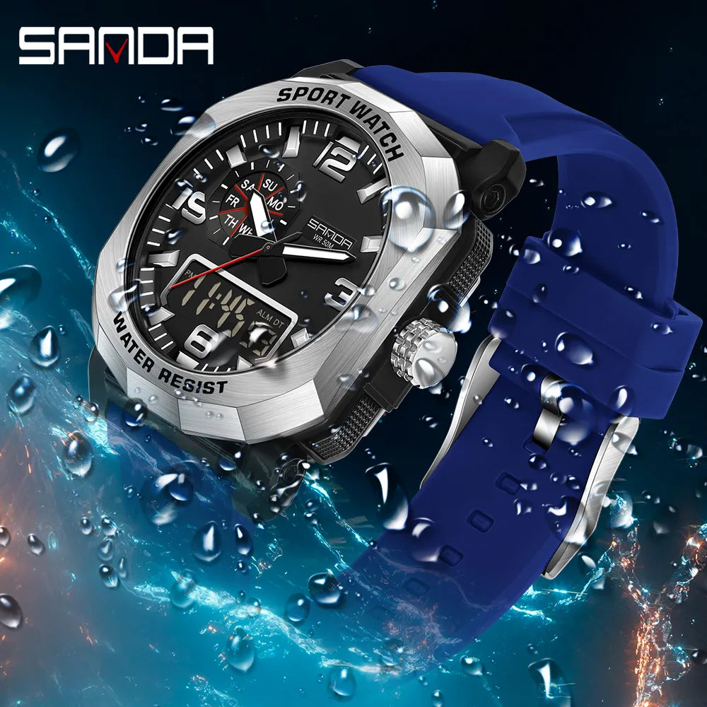 SANDA 3370 Men's Blue Sports Watch – Waterproof Military Style