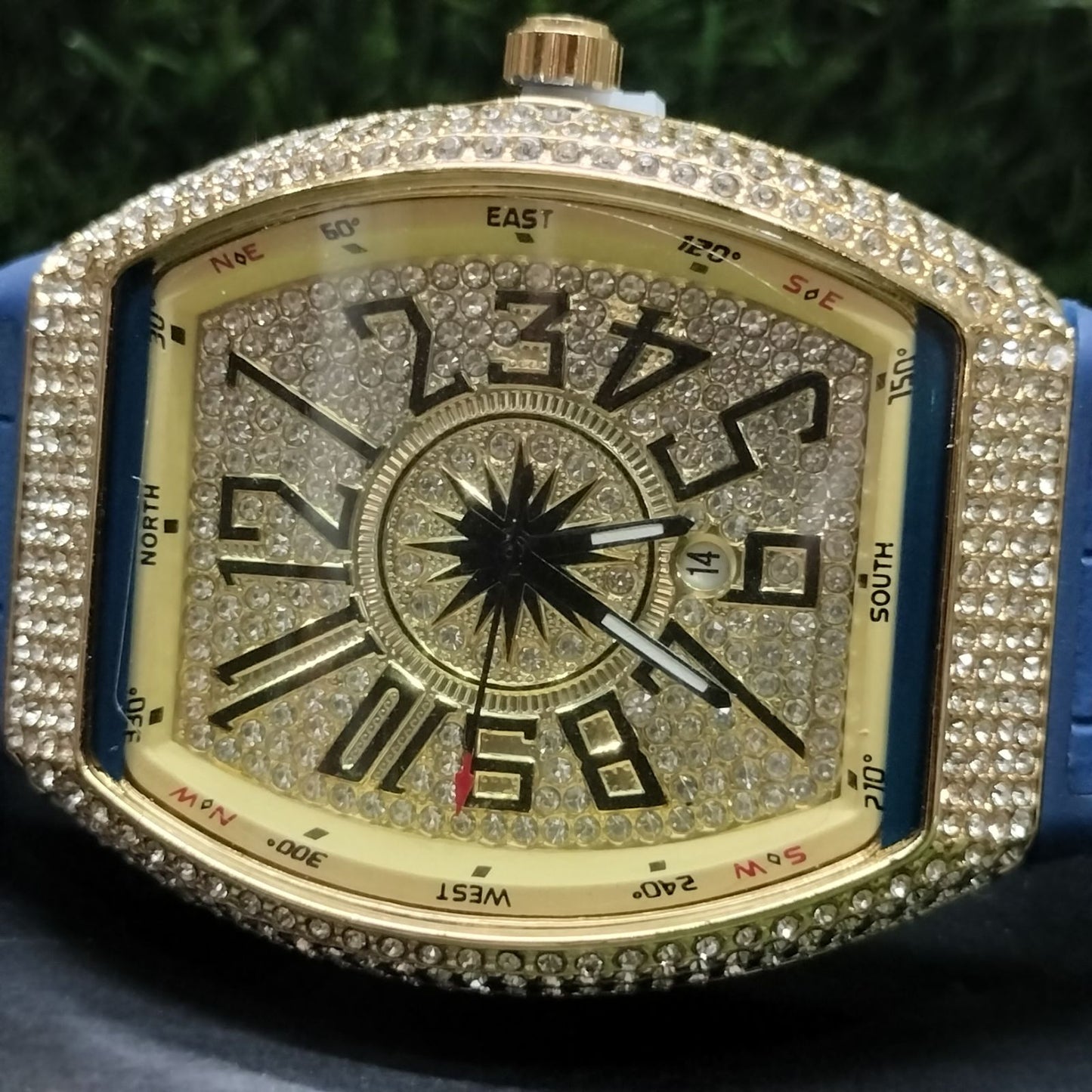 Luxury Iced-Out Men’s Watch – Blue Strap (Gold, Rose Gold, Silver) | storeapna