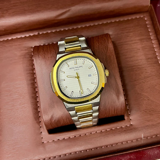 Patek Philippe Watch for Men – Two-Tone Stainless Steel with White Dial | storeapna.com