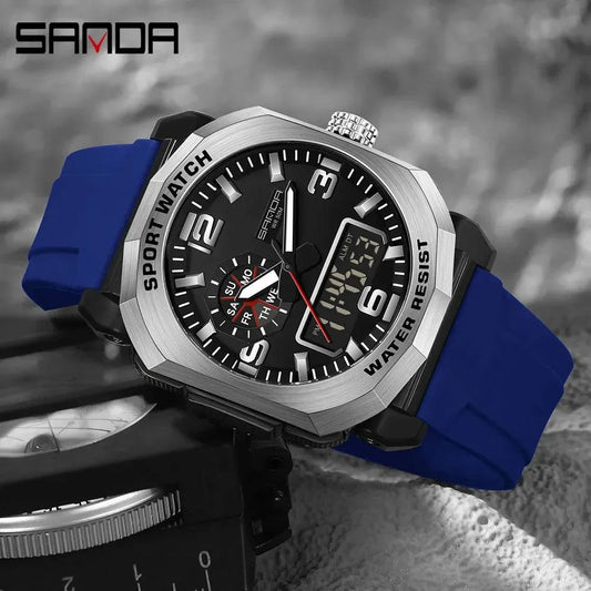 SANDA 3370 Men's Blue Sports Watch – Waterproof Military Style - StoreApna