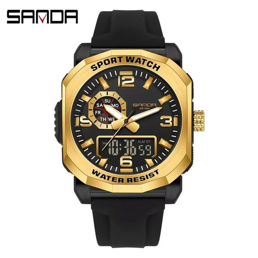 SANDA 3370 Black Gold Men's Sports Watch – Military Style - StoreApna
