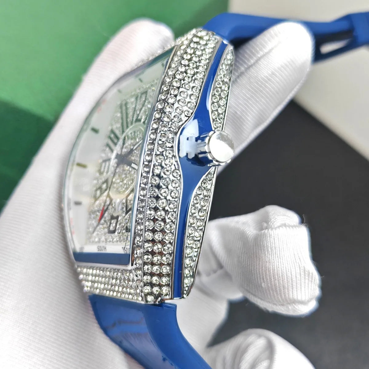 Luxury Iced-Out Men’s Watch – Blue Strap (Gold, Rose Gold, Silver) | storeapna
