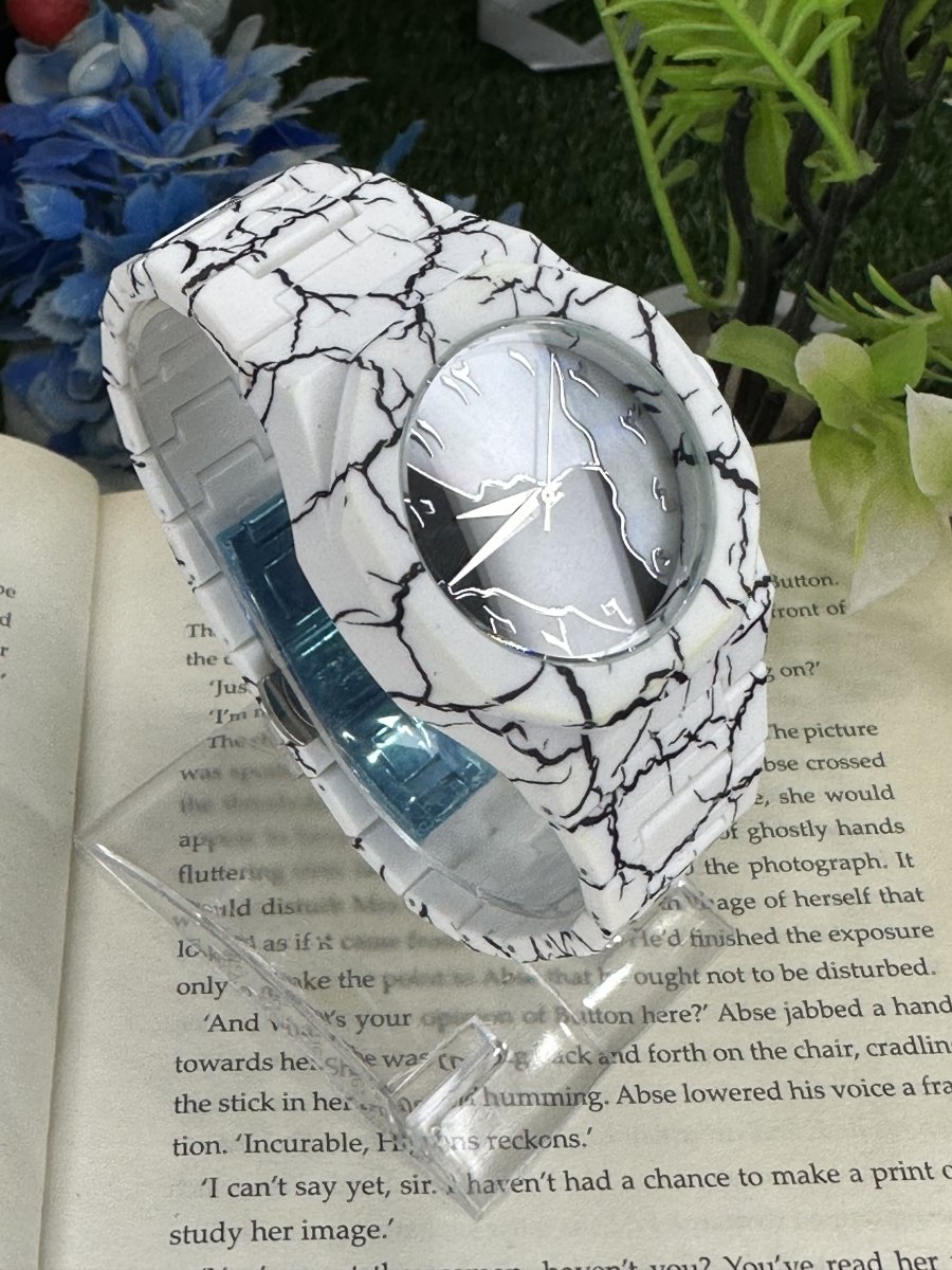 Arabic Aura Carbon Fiber Watch – Luxury Design, Marble Texture - StoreApna