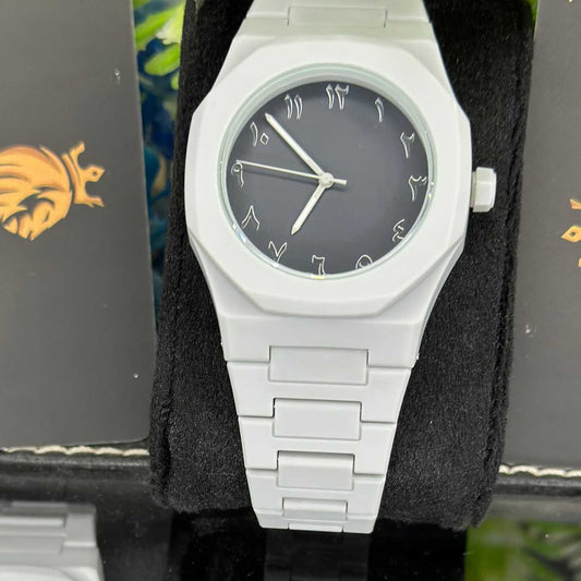 Arabic Dial Minimalist Watch – Blue & Gray | Unisex Edition