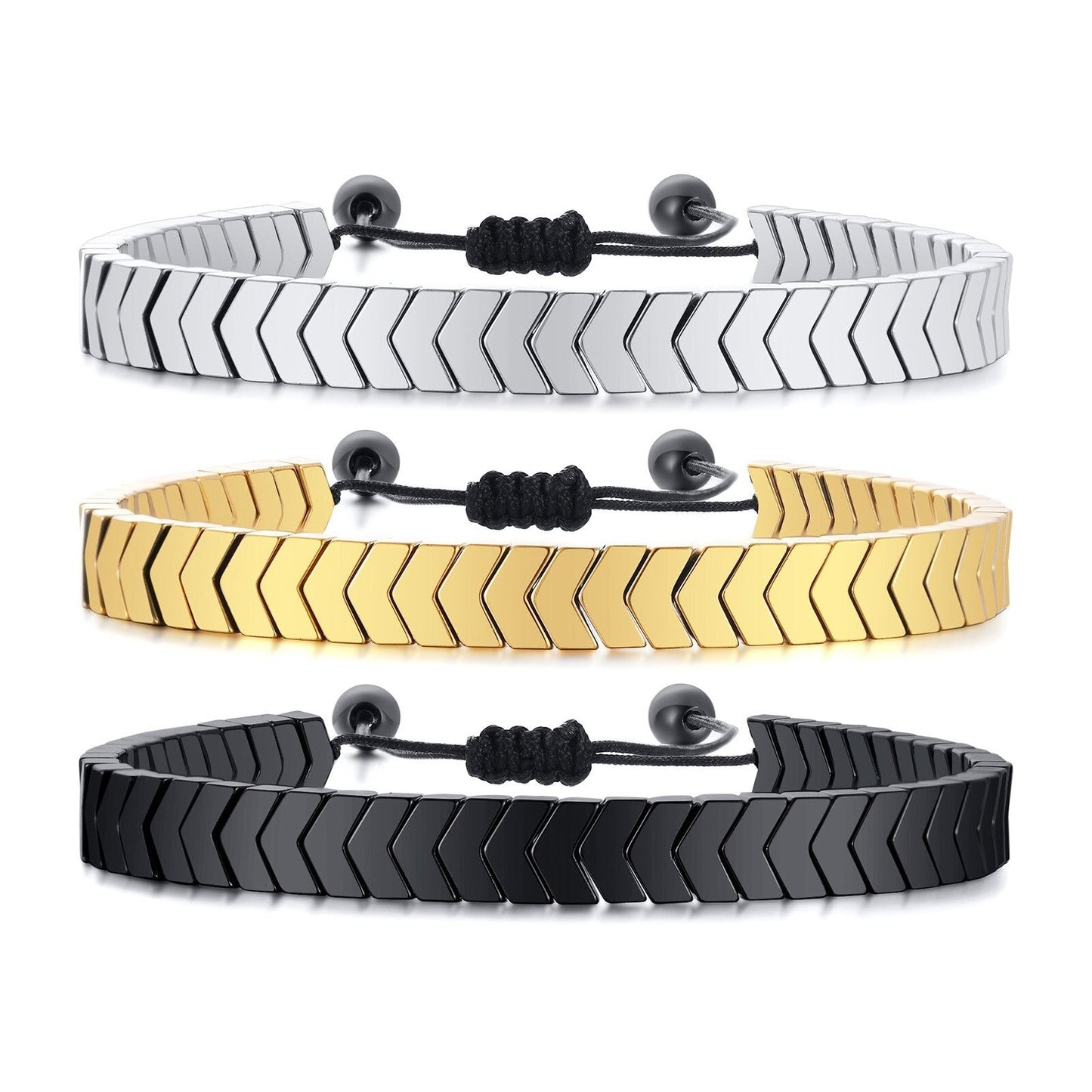 Adjustable Chevron Bracelet for Men (Silver / Gold / Black)