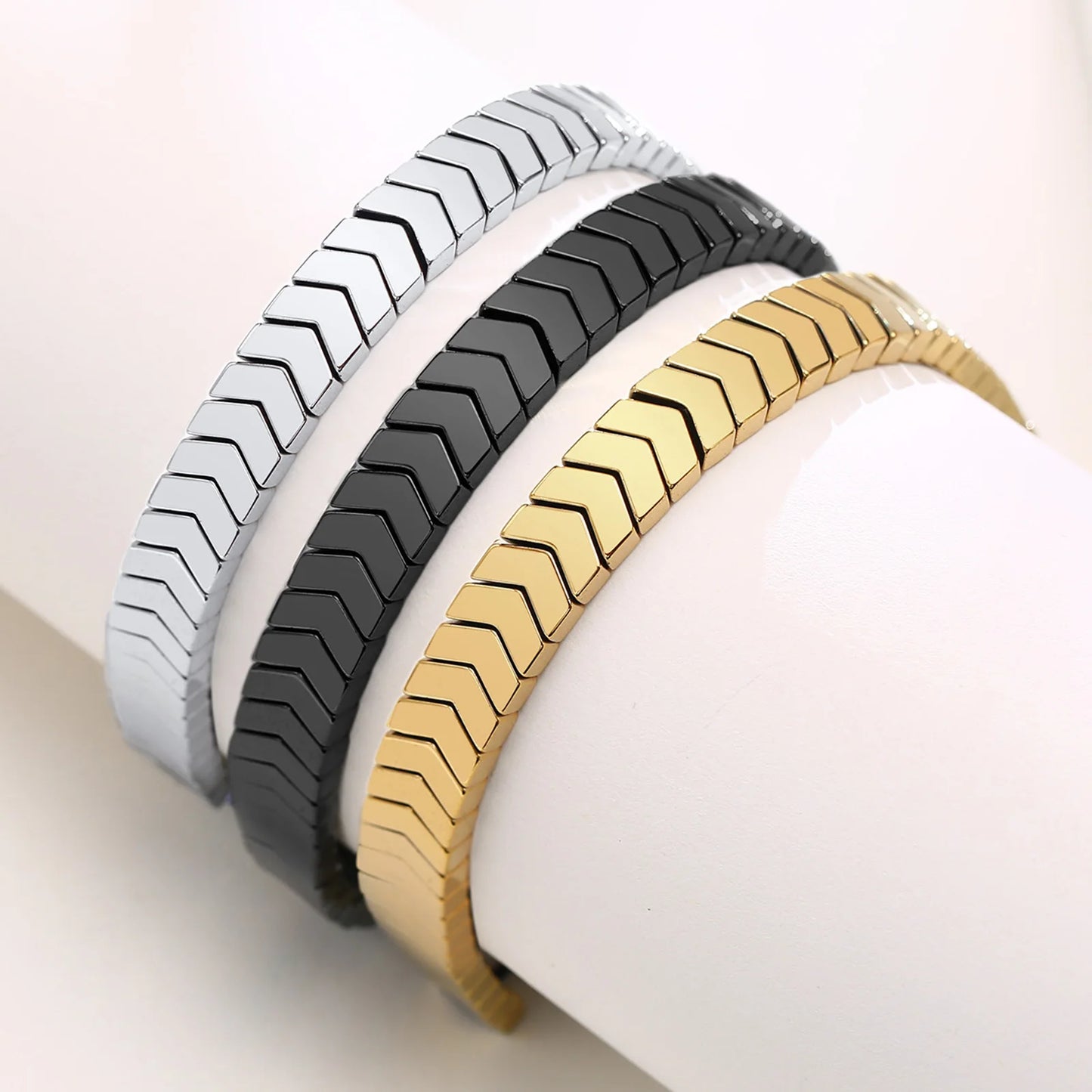 Adjustable Chevron Bracelet for Men (Silver / Gold / Black)