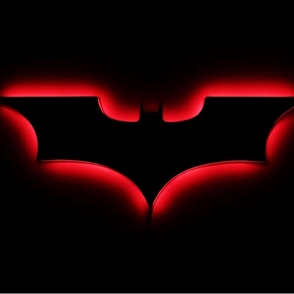 Bat Logo LED Wall Night Light – Red Glow Decorative Lamp for Room & Gaming Setup