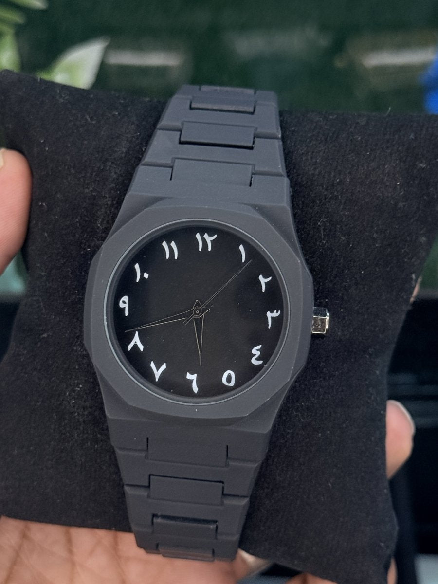 Black Arabic Watch with White Digits – Matte Minimal Edition | StoreApna Pakistan - StoreApna