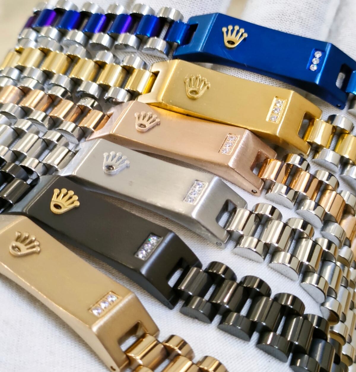 Engraved customized Rolex style bracelet for men with luxury metal design