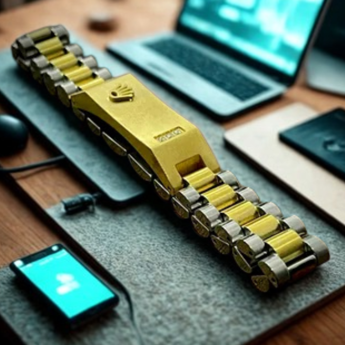 Engraved customized Rolex style bracelet for men with luxury metal design