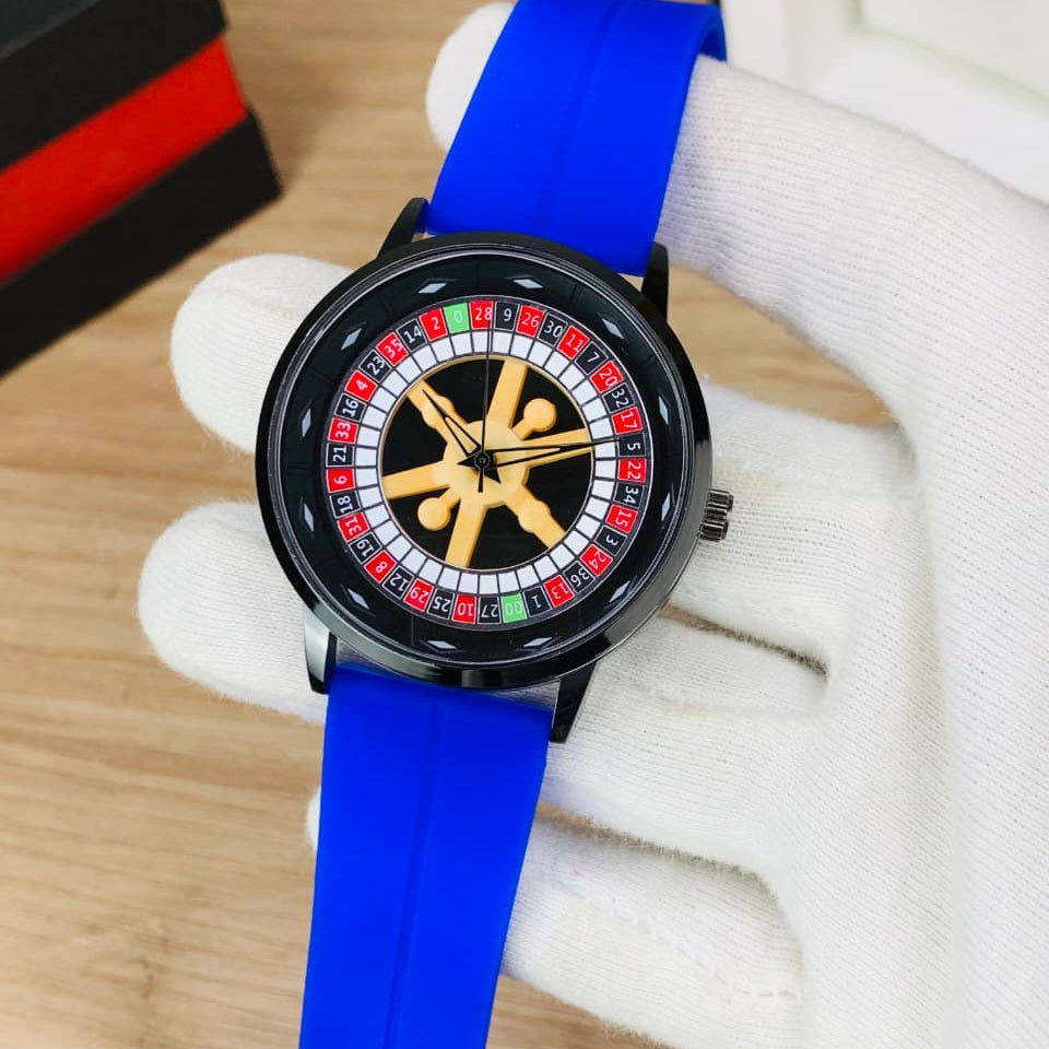Heyri rotatory casino dial men’s watch with blue silicone strap