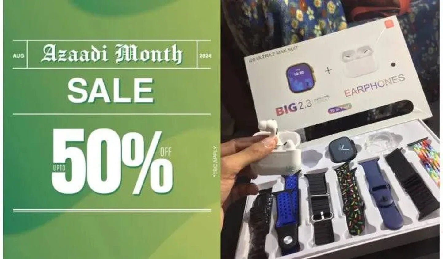 I20 Ultra Max Smartwatch Combo – 10 - in - 1 with Earbuds & Straps - StoreApna