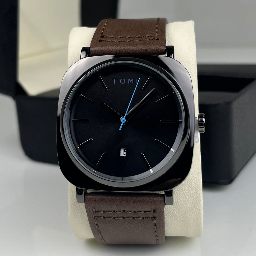 TOMI T-084 Men’s Quartz Date Watch – Leather Strap, Fashion Dress | storeapna