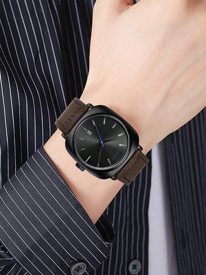 TOMI T-084 Men’s Quartz Date Watch – Leather Strap, Fashion Dress | storeapna
