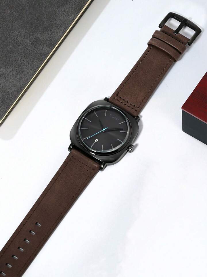 TOMI T-084 Men’s Quartz Date Watch – Leather Strap, Fashion Dress | storeapna