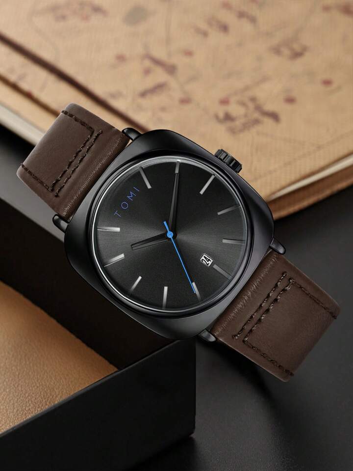 TOMI T-084 Men’s Quartz Date Watch – Leather Strap, Fashion Dress | storeapna