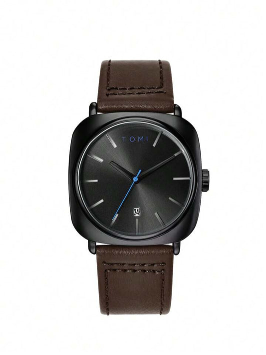 TOMI T-084 Men’s Quartz Date Watch – Leather Strap, Fashion Dress | storeapna