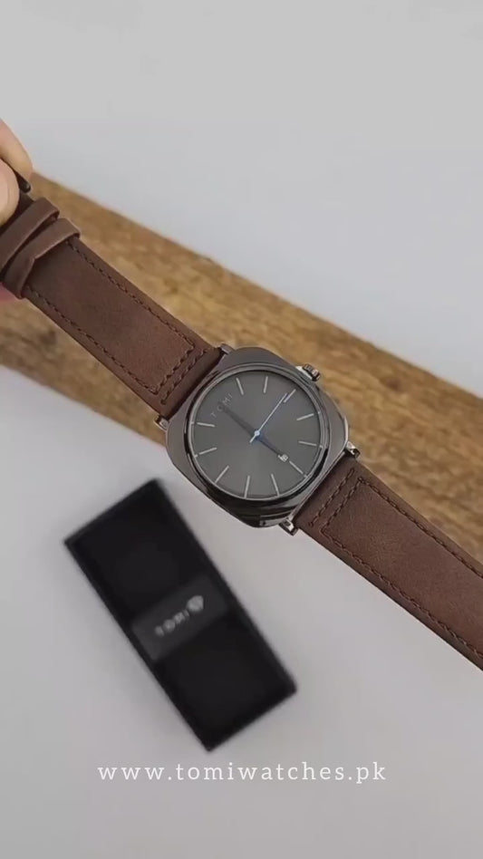 TOMI T-084 Men’s Quartz Date Watch – Leather Strap, Fashion Dress | storeapna