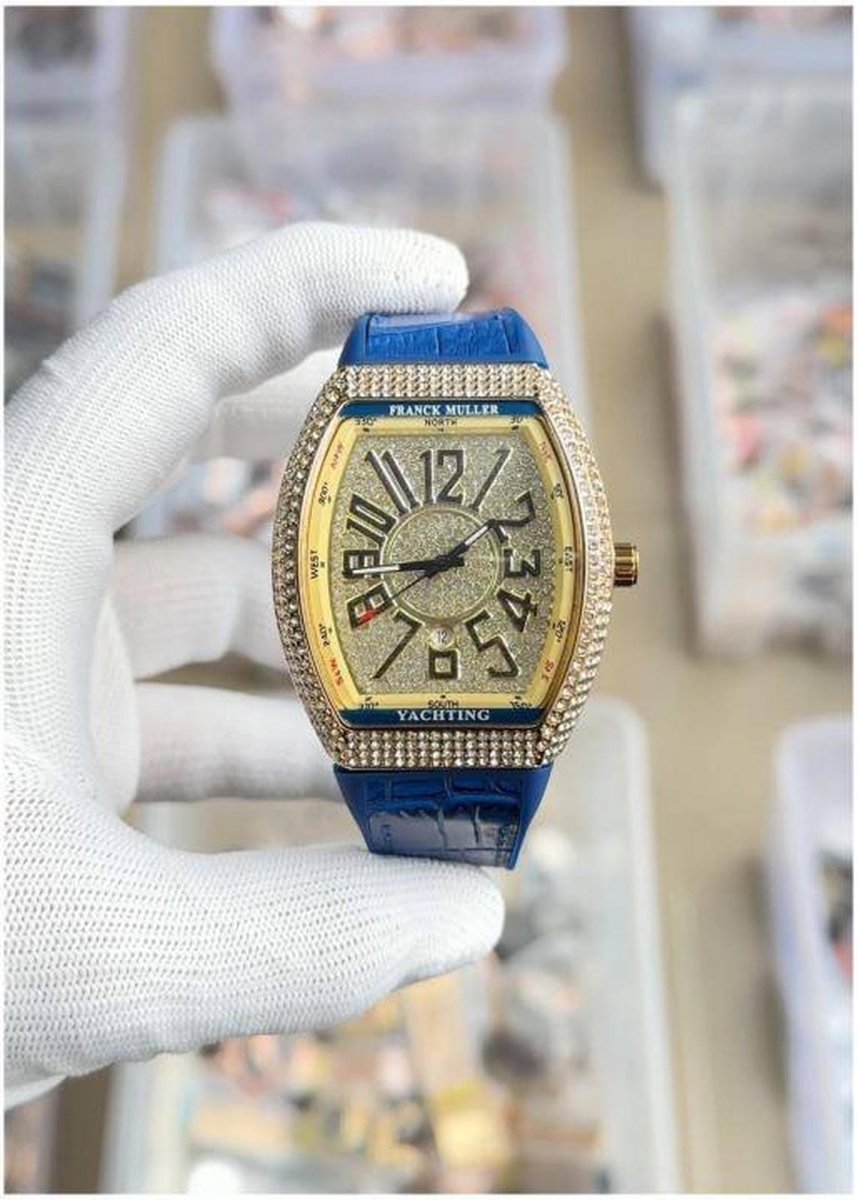 Luxury Iced - Out Men’s Watch – Blue Strap (Gold, Rose Gold, Silver) | storeapna - StoreApna