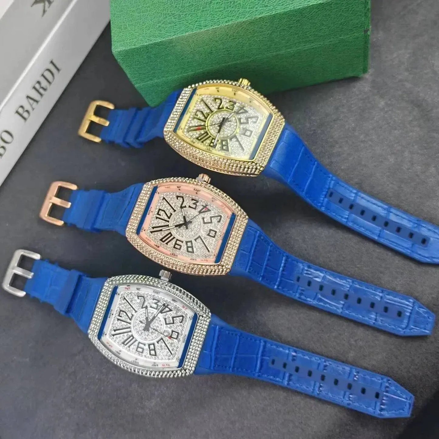 Luxury Iced - Out Men’s Watch – Blue Strap (Gold, Rose Gold, Silver) | storeapna - StoreApna