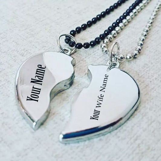 Personalized Couple Broken Heart Name Necklace