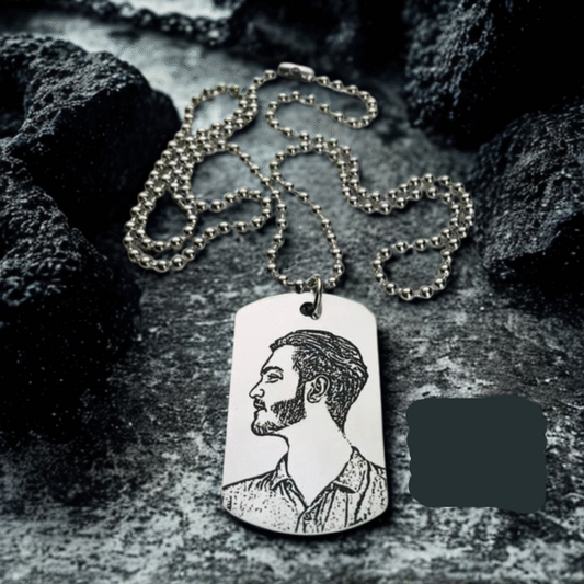 Personalized Photo Engraved  Tag Necklace