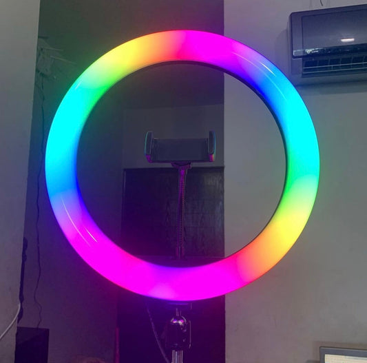 7 Feet RGB LED Ring Light with Stand – Tripod & Mobile Holder – USB Powered