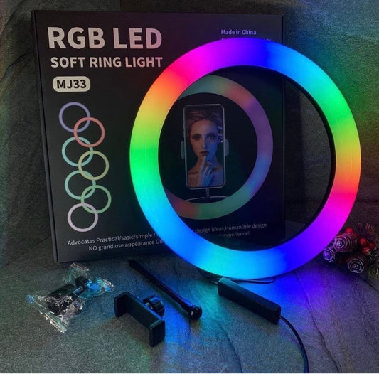 7 Feet RGB LED Ring Light with Stand – Tripod & Mobile Holder – USB Powered
