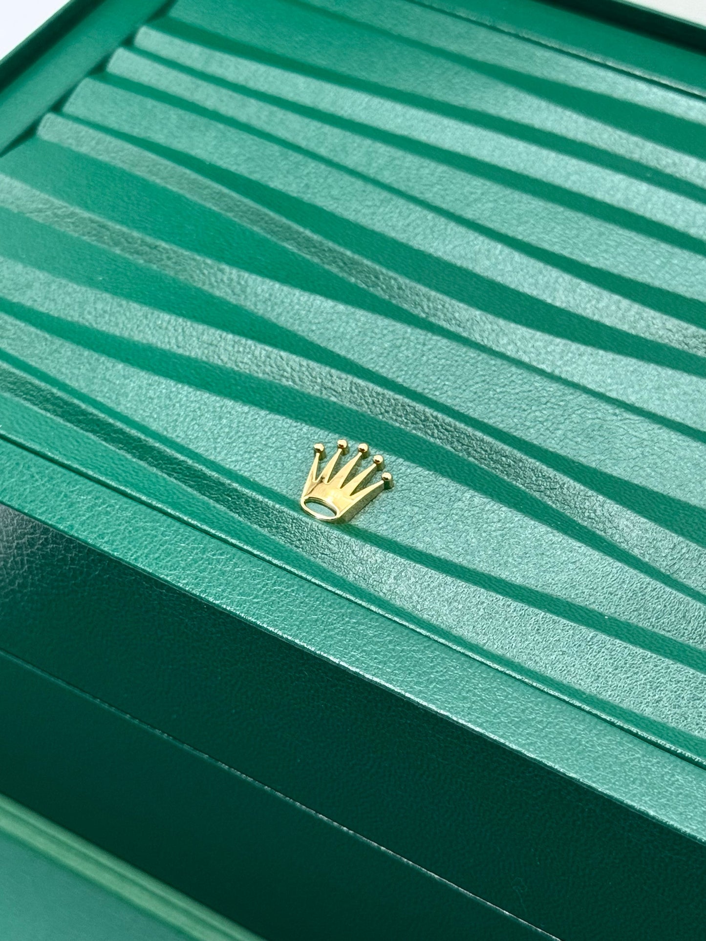 Rolex green watch box with beige interior premium packaging