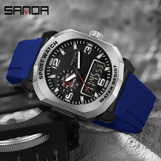 SANDA 3370 Men's Blue Sports Watch – Waterproof Military Style