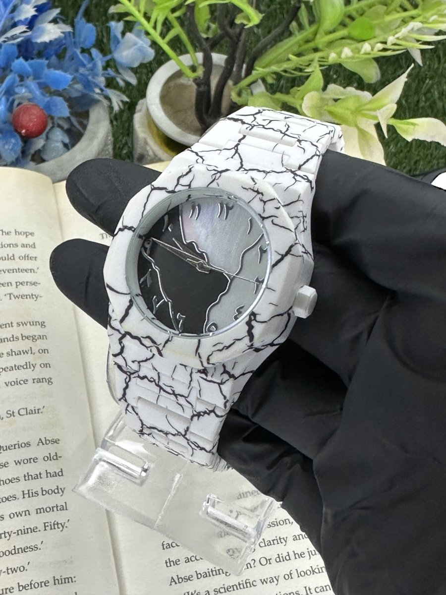 Arabic Aura Carbon Fiber Watch – Luxury Design, Marble Texture - StoreApna