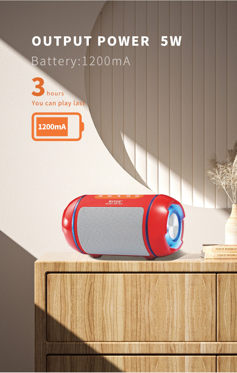 WSTER WS1827 Wireless Speaker – Bass Boost + FM Radio